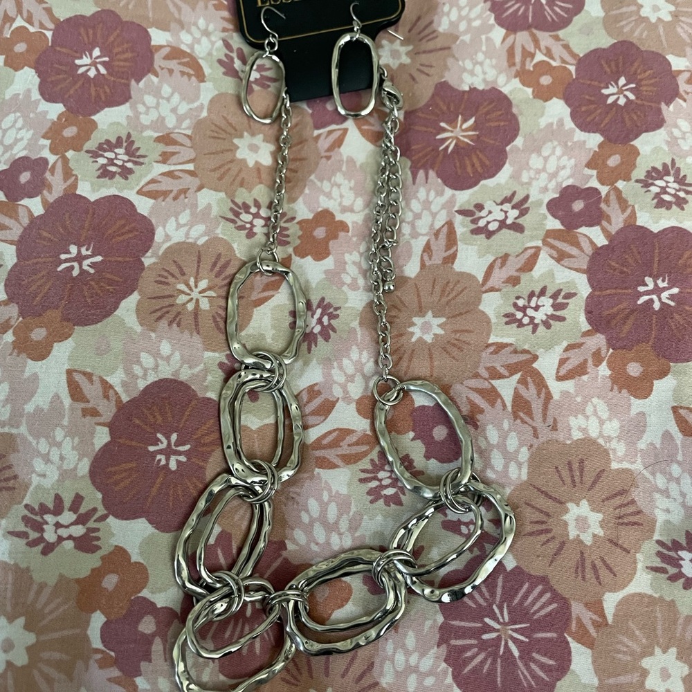 Silver Large Link Statement Necklace - Women Jewelry